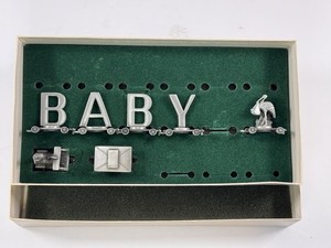 Baby Train Fort Pewter 7 Pcs Engine Caboose Stork In Box