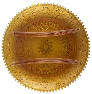 Vintage Indiana Glass Amber Divided Tray 12'' GLAB6