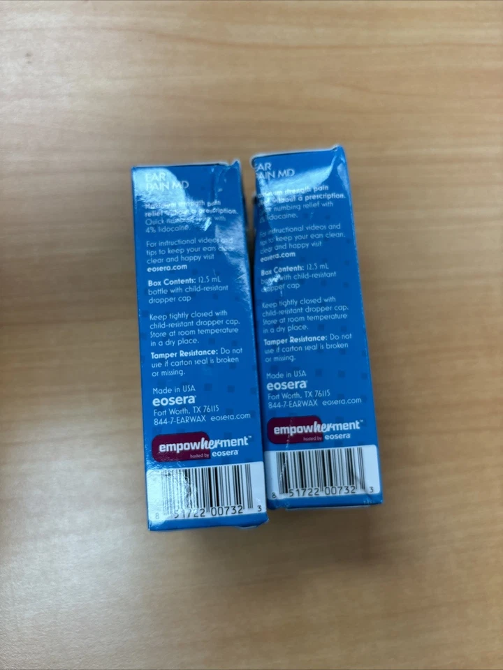 2 包 ~ Eoser 耳痛 Md 疼痛缓解滴 12.5 毫升有效期至 06/2026 ~ 损坏盒子 — 第 2/4 张图片