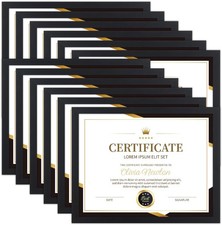 Document frames 8.5x11 Certificate Frames for Wall Or Tabletop , Set of 12 Black