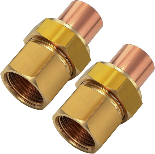 2 Pack 1/2" C X FIP LF Brass Pipe Copper Union Sweat to Male