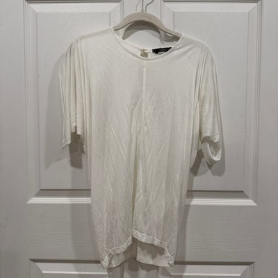Amber Sakai Women's White Light Jersey Dolman Sleeve Draped T-Shirt Top Size S