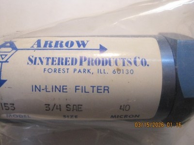 Arrow Pneumatics 9153 In-Line Filter 3/4'' NPT NEW