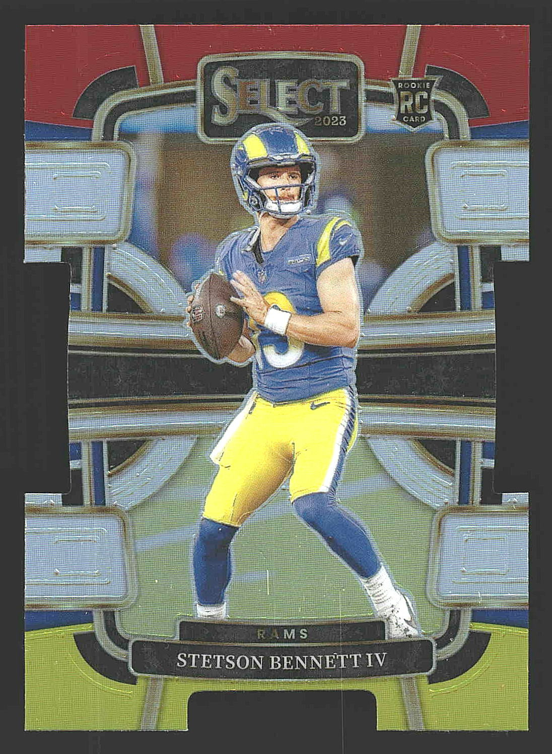 2023 Panini Select #55 Stetson Bennett IV Red and Yellow Prizms Die Cuts