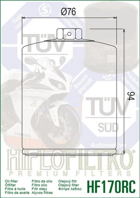 Filtro de aceite HF170CRC Race cromado - Paquete de 12 para 80-18 H-D Tour Soft Dyna Sport Foto 4 de 4
