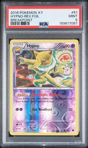 2016 POKEMON XY BREAKPOINT #51 HYPNO-REVERSE FOIL PSA 9