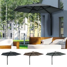 Wall Mounted Parasol Patio Umbrella with 180 Degree Rotatable Canopy