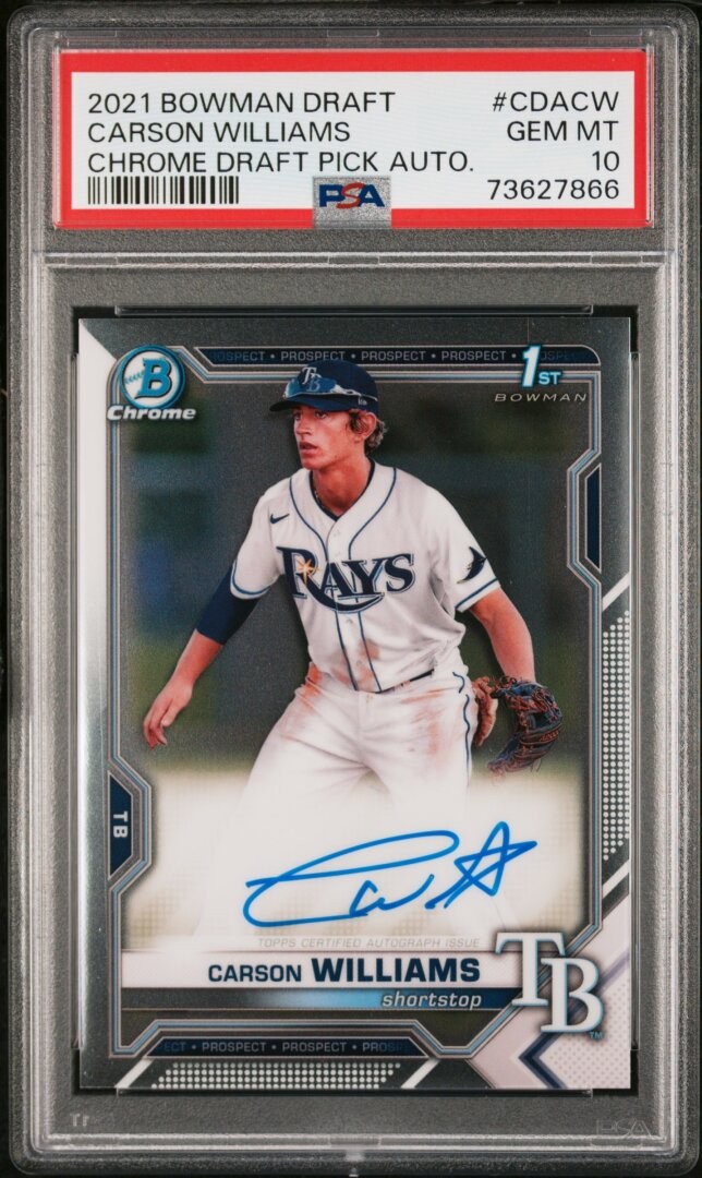 2021 Bowman Draft Chrome Carson Williams Draft Pick Auto PSA 10 #CDACW