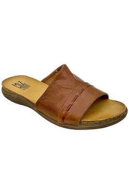 Miz Mooz Leather Slide Sandals Mae Brandy