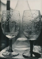 Still Life Wet Glasses Photo Silver Print c. 1950