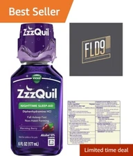 Vicks Nighttime Sleep-Aid Liquid Warming Berry Flavor - 6 Oz, 2 Pack