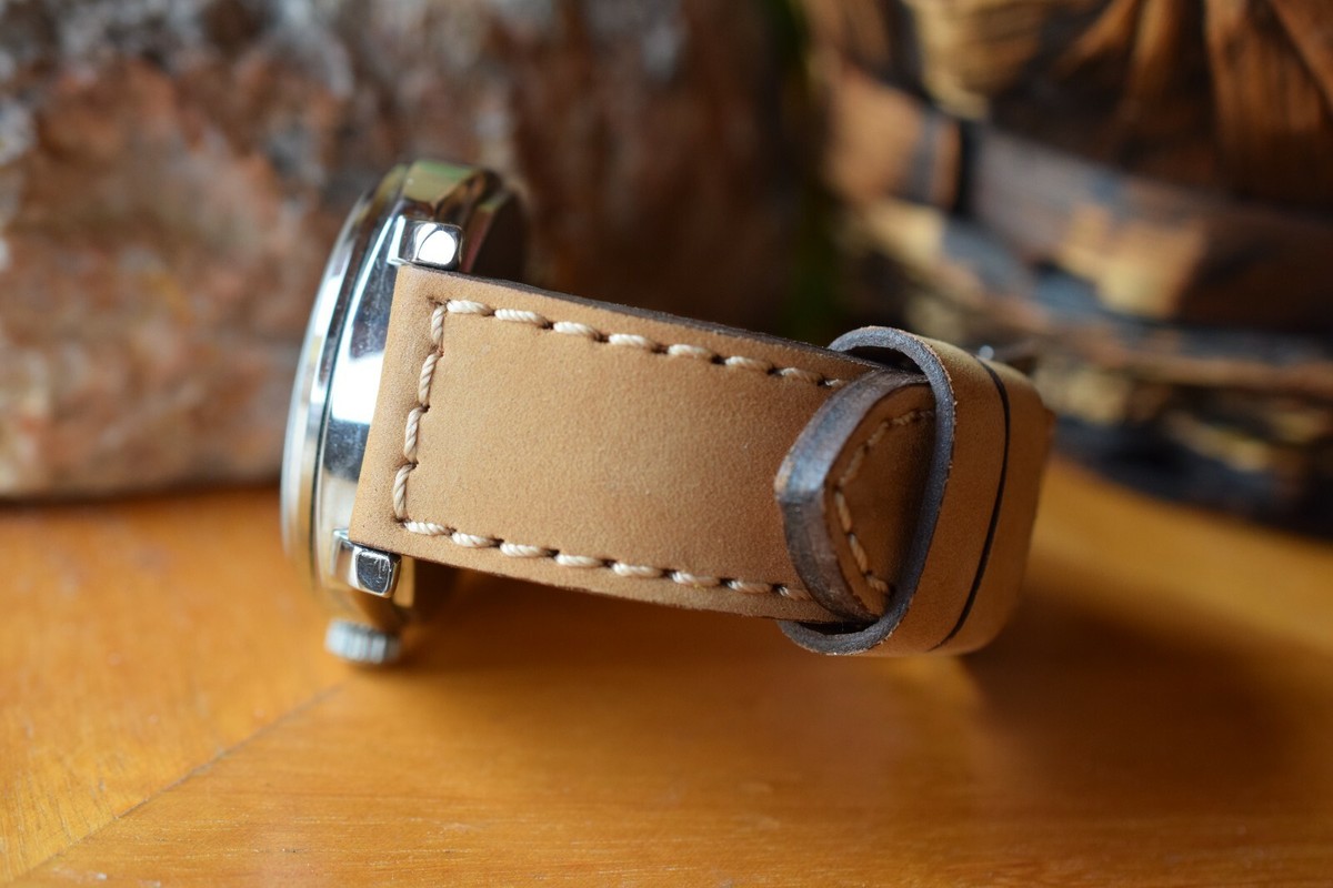 MA WATCH STRAP 26 24 22 BEIGE SADALE GENUINE NUBUCK LEATHER BAND 