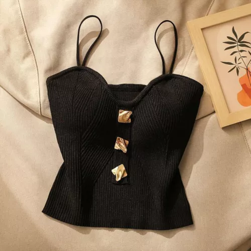 Damen-Strickweste Sommer-Spaghettiträger-Tanktop Solides Leibchen DE - Bild 15 von 17