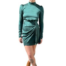 Zimmermann Womens Silk Emerald Green Wrap Mini Cocktail Party Dress Sz 0