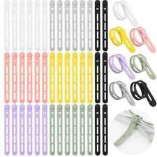 42 Pcs Silicone Cable Ties Reusable Cord Straps Multipurpose Elastic Cable Or...