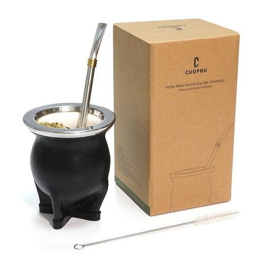 Keramikeinsatz Yerba Mate Tasse Argentina Kürbis mit Mate Bombilla Strohhalm Set - Bild 22 von 31