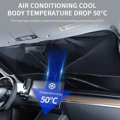 For Tesla Model 3 Y Car Sunshade Cover Foldable Windshield Sun Shade Umbrella - Picture 6 of 7