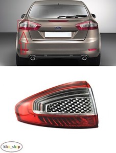 Left Side LED Rear Tail Light Assembly For Ford Mondeo MK4 2011-2015 - Clear Lens, Red LED, Driver Side Replacement