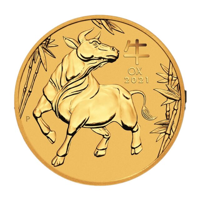 Perth Mint 1/20 oz 9999 24Kt Gold Australian Ox Lunar 2021 Bullion Coin