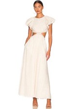 ZIMMERMANN IVORY ANNEKE RUFFLE CUT OUT Midi DRESS Metallic SIZE 3 Au 14 US 10
