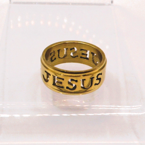 Jesus Goldtone Pinky Ring Small 1 inch in diameter Unisex - Picture 4 of 6