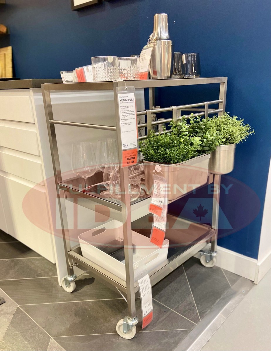 New IKEA KUNGSFORS Stainless-Steel Kitchen Cart (23 ⅝x15 ¾