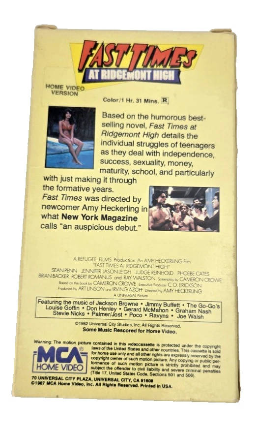 Fast Times At Ridgemont High VHS 1982 1987 MCA Release - Image 4 of 4