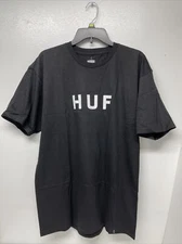 HUF Men's Essentials OG Logo Tee T-Shirt - Black (Small)