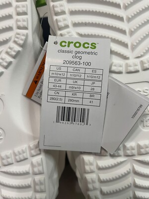 Crocs Unisex Classic Geometric Clog Men's SZ: 10 Women's SZ Crocs Unisex Classic Geometric Clog Men's SZ: 10 Women's SZ