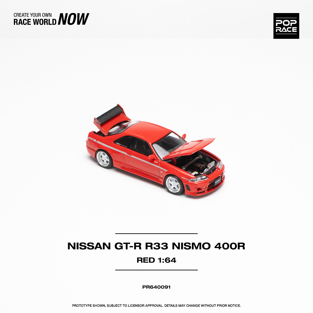 1:64 Pop Race Nissan Skyline GT-R R33 Nismo 400R Red PR64-91