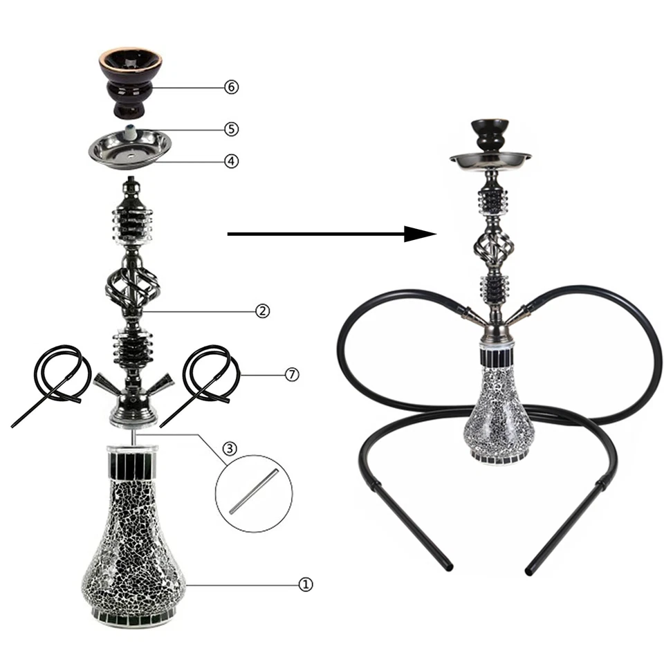 RMAN Shisha Set Wasserpfeifen 55cm 2 Shiazo Dampfsteine Kohleanzünder 1kg Kohle - Bild 3 von 4
