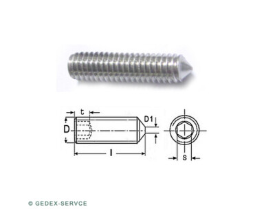 25 Stück Madenschrauben Spitze DIN 914 M4 x Längen 4mm - 40 mm V2A Gewindestifte