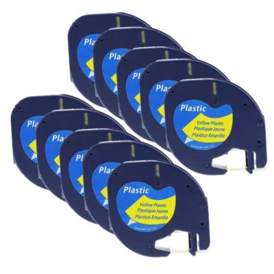 10 Compatible DYMO LetraTag 91202 91331 91221 Black on Yellow Label Tape