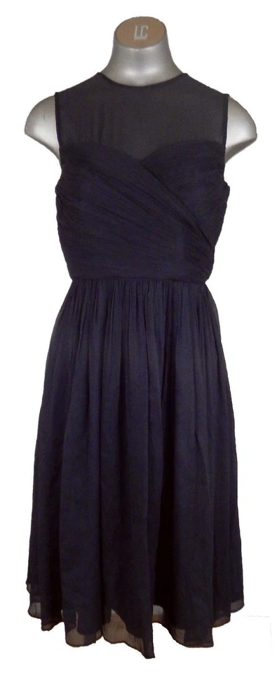 Vestido JCrew Clara en Seda Gasa Negro Talla 0 Dama de honor Cóctel Formal $250 Foto 3 de 4