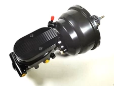 7" Dual Black Universal Power Brake Booster Ball Milled Master Cylinder GM FORD
