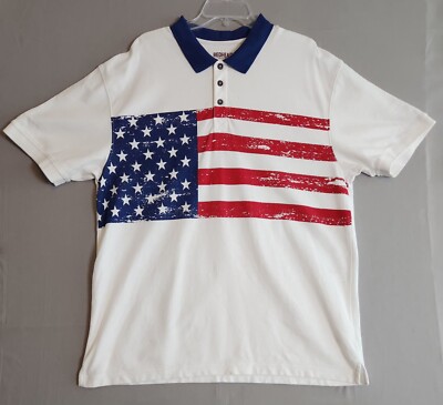 Redhead Shirt Men's XL Patriotic American Flag Short Sleeve Polo With Logo 