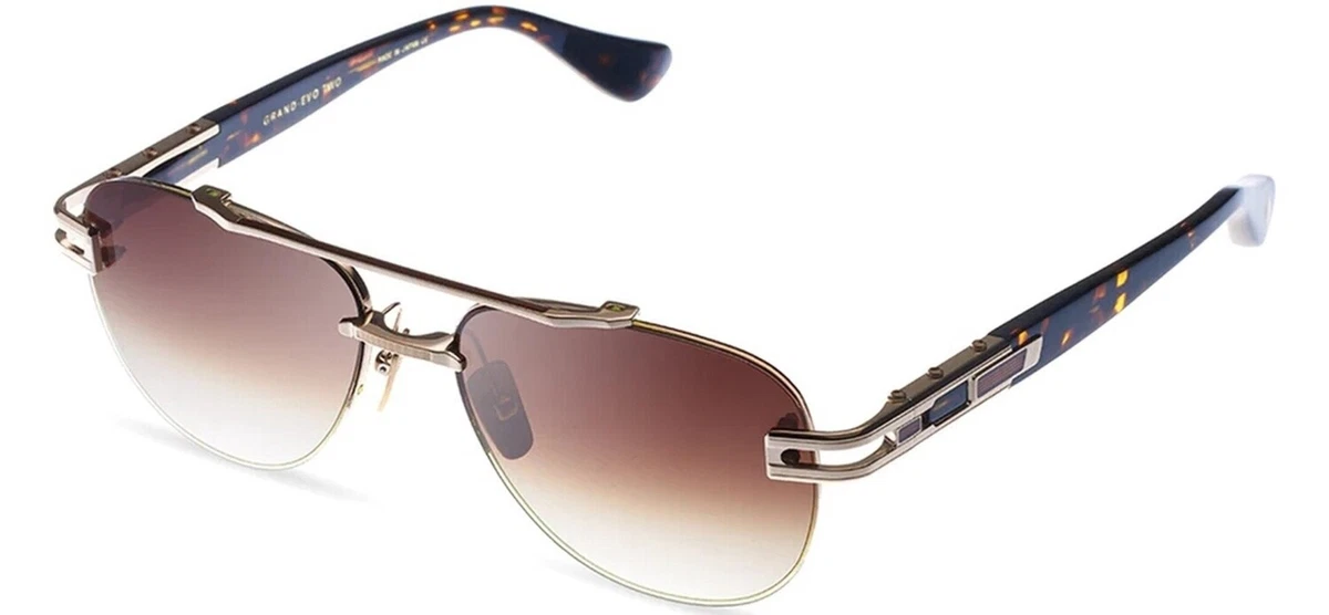 DITA Grand Evotwo Sunglasses DTS139 A 02 Z White Gold Frame Brown