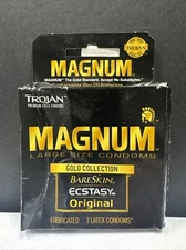 Trojan Magnum Gold Collection Condoms - Bare Skin Ecstasy Original 3 pack *Lubed