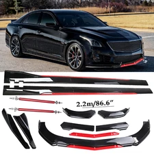 Front Bumper Lip Splitter Spoiler Side Skirt Bod Kit For Cadillac CTS ATS Glossy