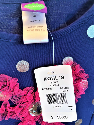 😊Kohl's Dolly & Me Girls Dress NAVY Blue S10 Long Sleeve Knee Length LOW PRICE - Picture 2 of 5