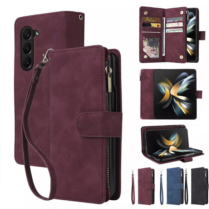 For Samsung Galaxy Z Fold 4 5 6 Leather Flip Card Holder Wallet Phone Case Cover-image