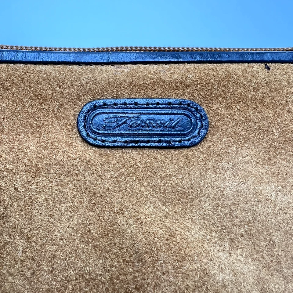 Muñequera pequeña de gamuza fósil marrón castaño con ribete negro SL8687 Foto 4 de 4