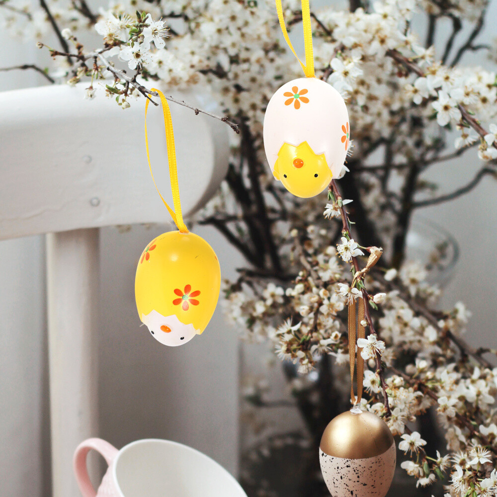 18 pcs Easter Decorations Hanging Easter Egg Ornaments Hanging Plastic