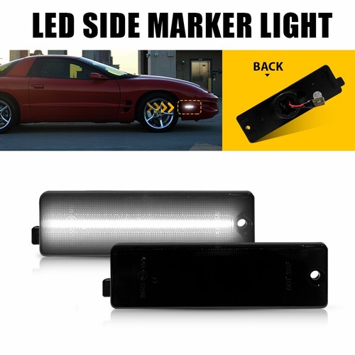 Lens Smoked LED White Rear Bumper Side Lights Marker For 1993-2002 Chevy Camaro - Picture 13 of 19