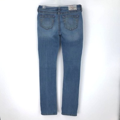 True Religion Womens Straight Leg Jeans Blue Pockets Medium Wash