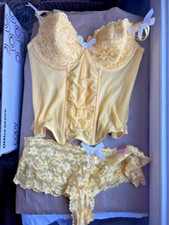 Lane Bryant Cacique 38DD 40D XXL 18/20 Push Up CORSET Bustier  Tanga YELLOW