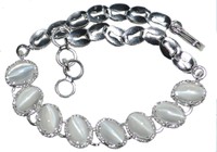 Moonstone Cats Eye Sterling 925 Silver Bracelet Genuine Gems Birthstone Jewelry Moonstone Cats Eye Sterling 925 Silver Bracelet Genuine Gems Birthstone Jewelry