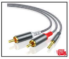 RCA to 3.5mm AUX Cable, 6.6 Feet 3.5 mm 1/8 to RCA 2-Male Headphone Jack Adapt