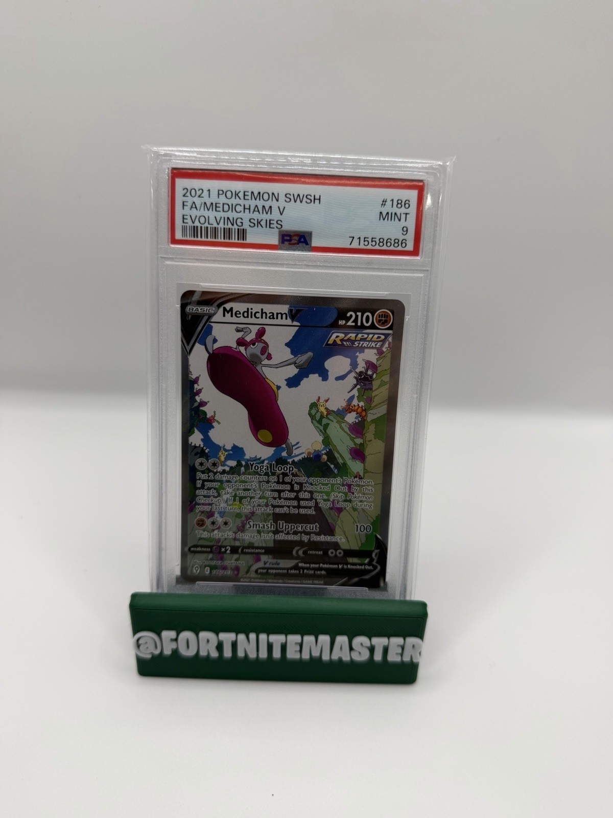 Pokemon TCG Evolving Skies Medicham V 186/203 Full Art PSA 9 MINT