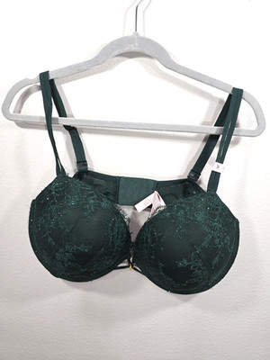 Victoria's Secret Very sexy push up lace bra green diamond sparkle Size 40DD C2